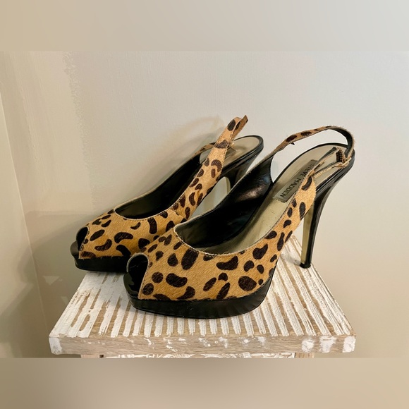 Steve Madden Leopard Print / Peep Toe / Slingback Heels - 7.5 - Picture 1 of 5